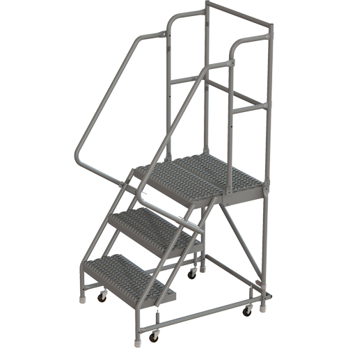 Deep Top Step Rolling Ladder, 3 Steps, 24" Step Width, 30" Platform Height, Steel Superchem Industries