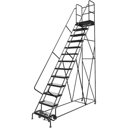 Deep Top Step Rolling Ladder, 13 Steps, 24" Step Width, 130" Platform Height, Steel Superchem Industries