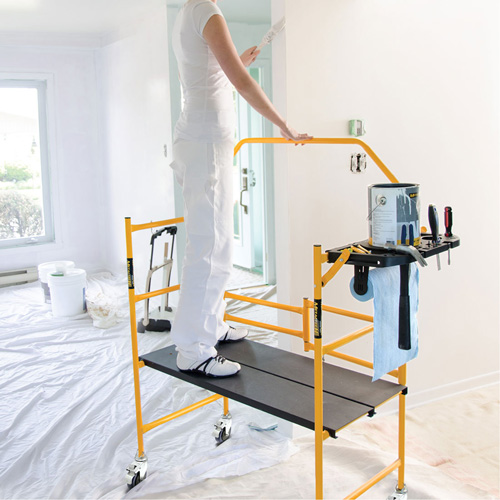 nsemble d'&eacute;chafaudage &agrave; montant de s&eacute;curit&eacute; & tablette pour outils de 4' Jobsite Series, Cadre Acier, 49-1/2" p x 57-3/4" h Superchem Industries