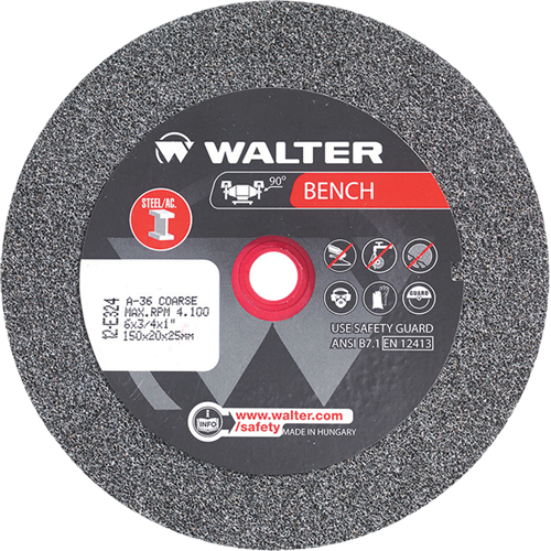 Meules pour rectifieuses d'&eacute;tabli, 6" x 3/4", Arbre de 1", 1 Superchem Industries