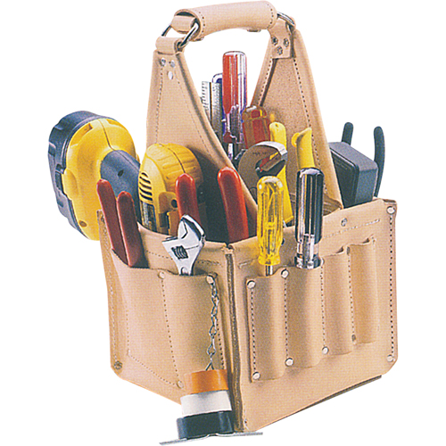 Porte-outils pour &eacute;lectricien et travaux d'entretien, Cuir, 17 pochettes, Beige Superchem Industries