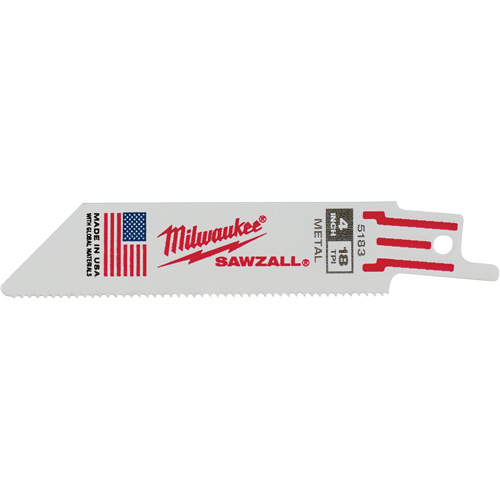 Lame de scie alternative Sawzall, Bim&eacute;tal, 18 Dents par pouce, 4" lo x 3/4" la Superchem Industries