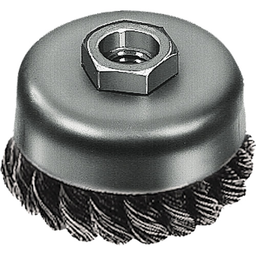 Knot Wire Cup Brush, 3" Dia. x 5/8"-11 Arbor Superchem Industries