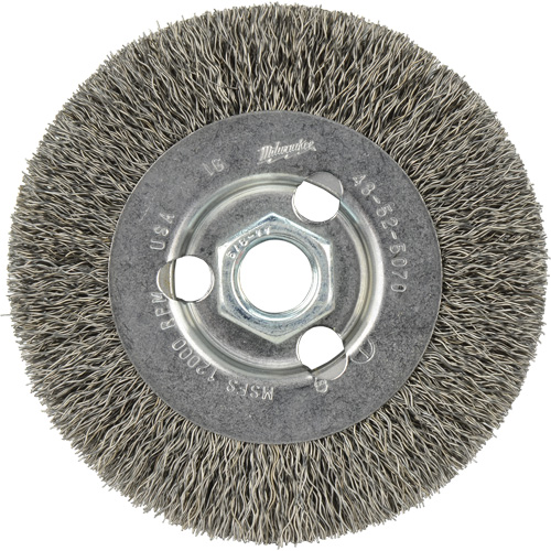 Crimped Wire Wheel, 4" Dia., 0.12" Fill, 5/8"-11 Arbor Superchem Industries