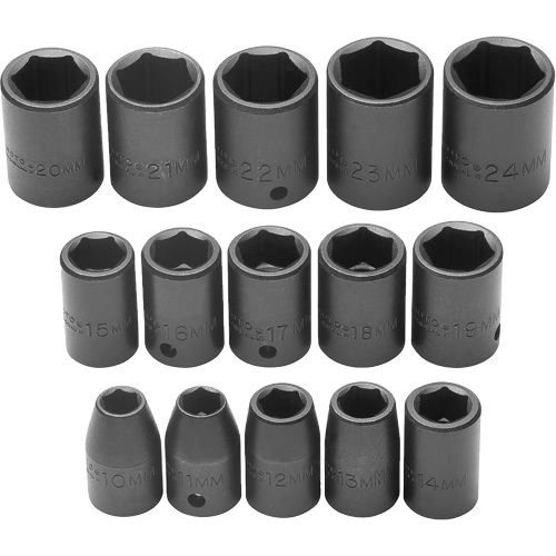 Socket Set, Impact, 1/2" Drive, 6 Points Superchem Industries