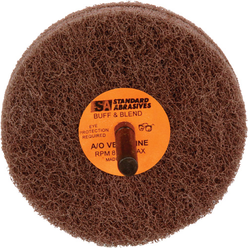 Standard Abrasives 2-Ply Buff & Blend Wheel, 3" Dia. x 2" W, 1/4" Arbor, Aluminum Oxide Superchem Industries