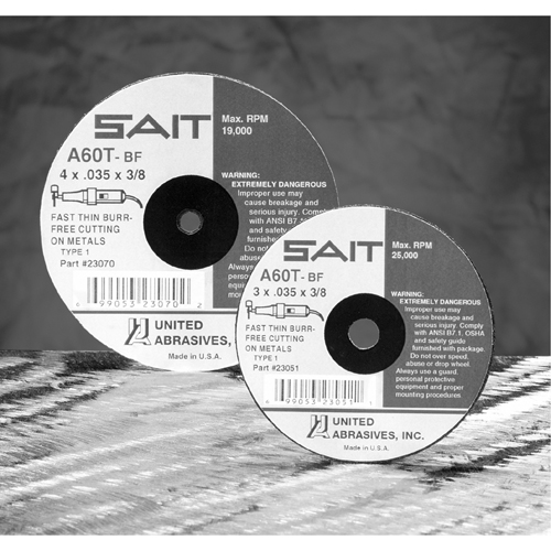 Cut-Off Wheel, 5" x 0.045", 7/8" Arbor, Type 27, Aluminum Oxide/Ceramic, 12200 RPM Superchem Industries