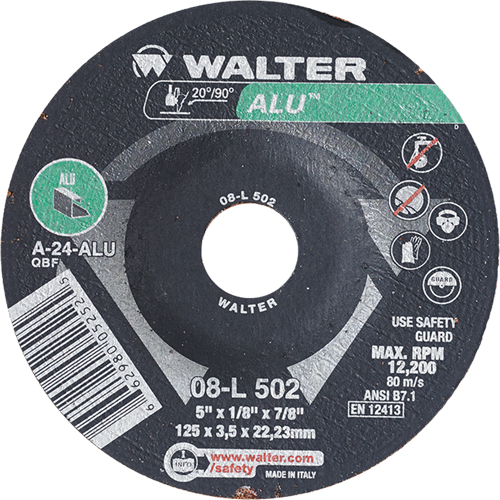 Depressed Centre Grinding Wheels - Aluminium Type 27, 5" x 1/8", 7/8" Arbor, Type 27 Superchem Industries