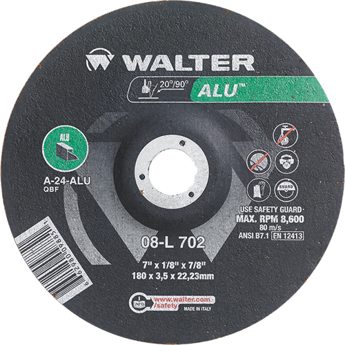 Depressed Centre Grinding Wheels - Aluminium Type 27, 7" x 1/8", 7/8" Arbor, Type 27 Superchem Industries