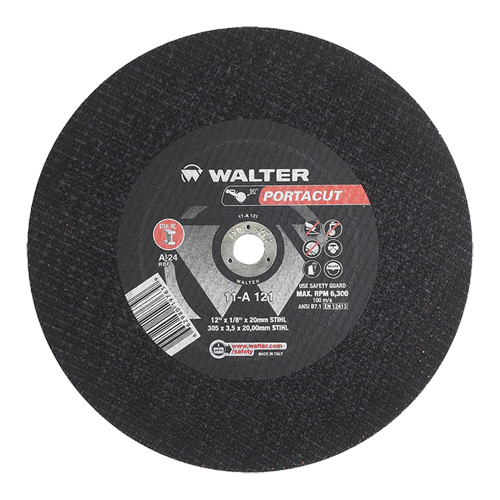 Portacut High Speed Cut-Off Wheel, 12" x 1/8", 3/4" Arbor, Type 1, Aluminum Oxide, 6300 RPM Superchem Industries