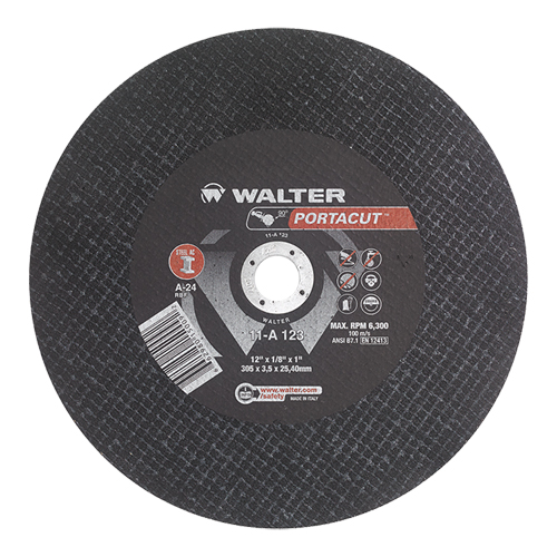 Portacut High Speed Cut-Off Wheel, 12" x 1/8", 1" Arbor, Type 1, Aluminum Oxide, 6300 RPM Superchem Industries