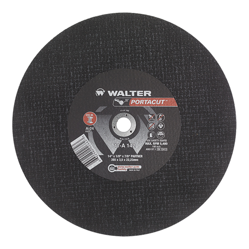Portacut High Speed Cut-Off Wheel, 14" x 1/8", 7/8" Arbor, Type 1, Aluminum Oxide, 5400 RPM Superchem Industries