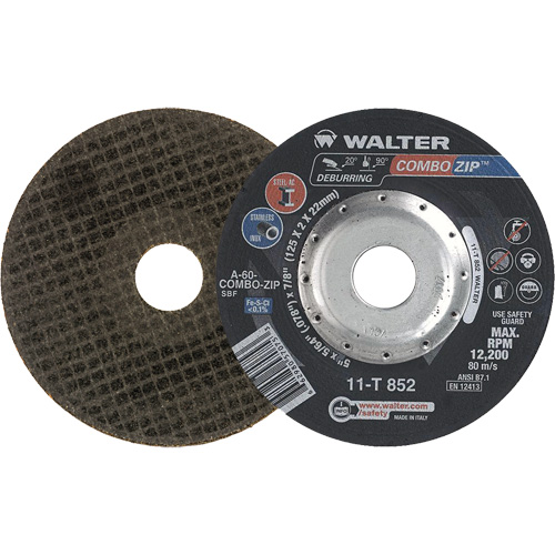 Right Angle Grinder Reinforced Cut-Off Wheels - Combo Zip, 5" x 5/64", 7/8" Arbor, Type 27 Superchem Industries