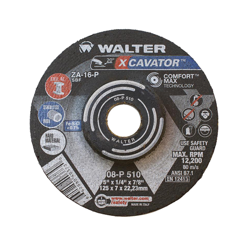 XCAVATOR Grinding Wheel, 5" x 1/4", 7/8"/5/8"-11 Arbor, Zirconium, Type 27 Superchem Industries