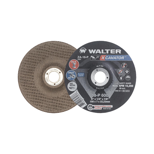 Meule XCAVATOR, 6" x 1/4", Arbre 7/8", Zirconium, Type 27 Superchem Industries