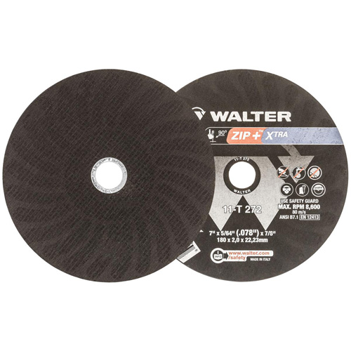 Meule &agrave; tronçonner pour usage intensif Zip+Xtra, 7" x 5/64", Arbre de 7/8", Type 1, Oxyde d'aluminium, 8600 Tr/min Superchem Industries