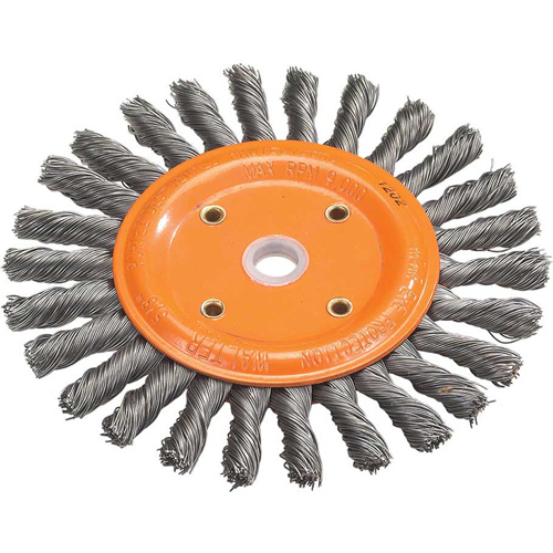 Knot-Twisted Wire Bench Wheel, 8" Dia., 0.0118" Fill, 5/8" Arbor, Steel Superchem Industries