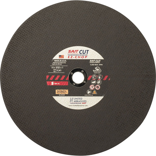 Chop Saw Wheel, 12" x 0.093"/3/32", 1" Arbor, Type 1, Aluminum Oxide, 5100 RPM Superchem Industries