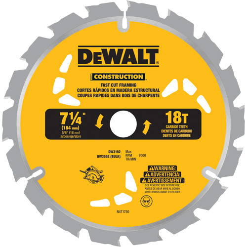 Fast Cut Framing Carbide-Tipped Saw Blade, 7-1/4", 18 Teeth, Wood Use Superchem Industries