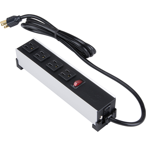 Indoor Brushed Aluminum Power Bar, 4 Outlet(s), 6' Superchem Industries