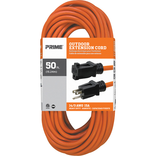 Vinyl Extension Cord, Outdoor, SJTW, 14/3 AWG, 15 A, 50' Superchem Industries