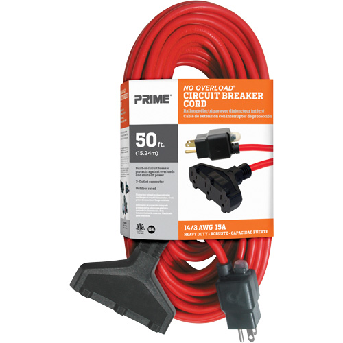Vinyl Extension Cord, Outdoor, SJTW, 14/3 AWG, 15 A, 3 Outlet(s), 50' Superchem Industries