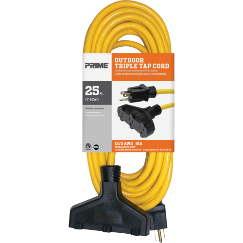 Cordon rallonge en vinyle, Ext&eacute;rieur, SJTW, AWG 12/3, 15 A, 3 prise(s), 25' Superchem Industries