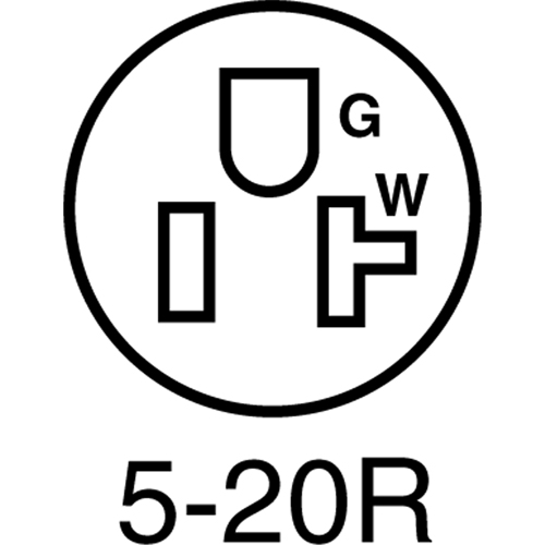 2-Pole 3-Wire Grounding Straight Blade Connector, 5-20P, Nylon Superchem Industries