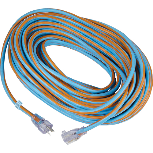 Arctic Blue TPE-Rubber Locking Extension Cord, All-Weather, SJEOW, 12/3 AWG, 15 A, 100' Superchem Industries
