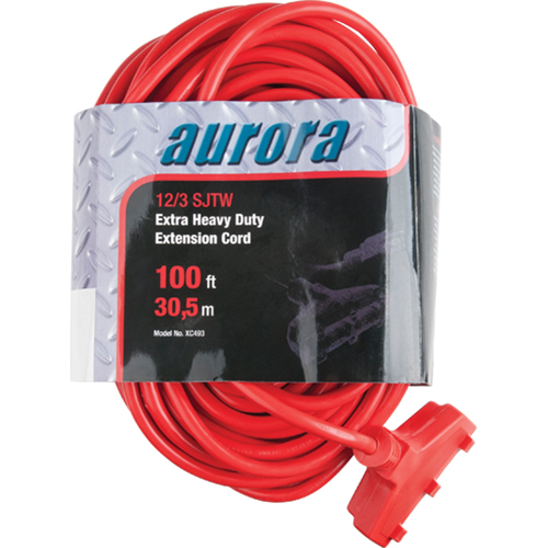 Vinyl Extension Cord, Outdoor, SJTW, 12/3 AWG, 15 A, 3 Outlet(s), 100' Superchem Industries