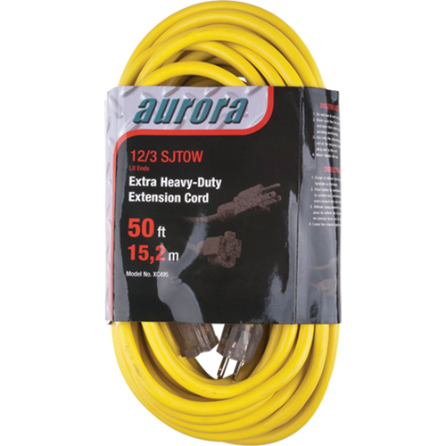 Cordon rallonge en vinyle avec indicateur lumineux, Ext&eacute;rieur, SJTOW, AWG 12/3, 15 A, 50' Superchem Industries