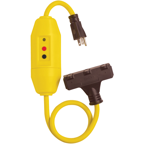 Cordons &agrave; trois prises avec disjoncteur de fuite &agrave; la terre, 120 V, 15 A, Cordon de 2' Superchem Industries