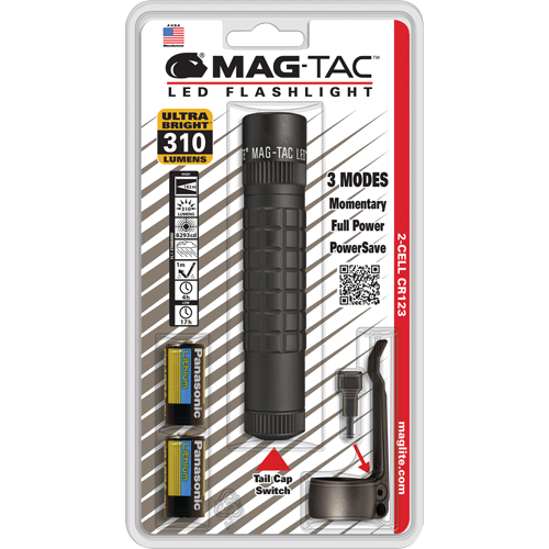Mag-Tac Tactical Flashlights, LED, 310 Lumens, CR123 Batteries Superchem Industries