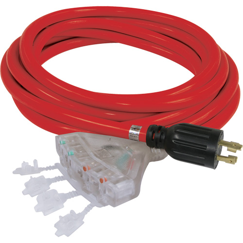 Generator Extension Cord with Quad Tap, STW, 10 AWG, 20 A, 4 Outlet(s), 25' Superchem Industries