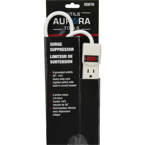 Limiteur de surtension, 6 Prises, 200 J, 1875 W, Cordon 3' Superchem Industries