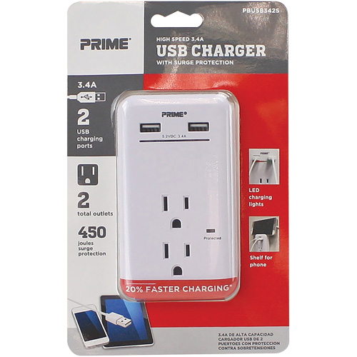 Prime&reg; USB Charger with Surge Protector Superchem Industries