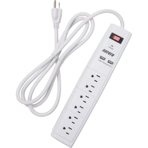 Limiteur de surtension avec chargeur USB, 6 Prises, 1200 J, 1875 W, Cordon 6' Superchem Industries