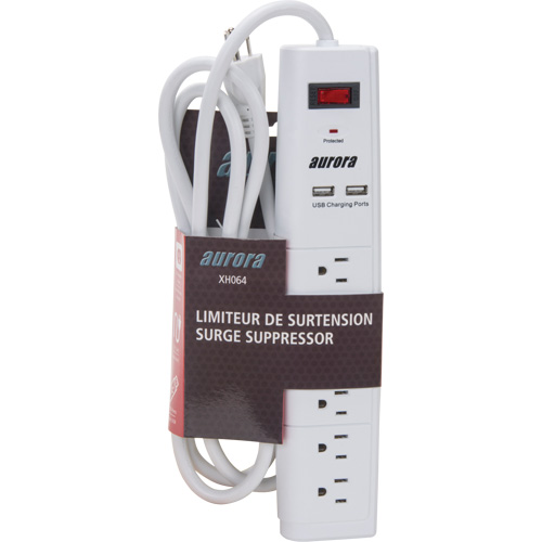 Limiteur de surtension avec chargeur USB, 6 Prises, 1200 J, 1875 W, Cordon 6' Superchem Industries