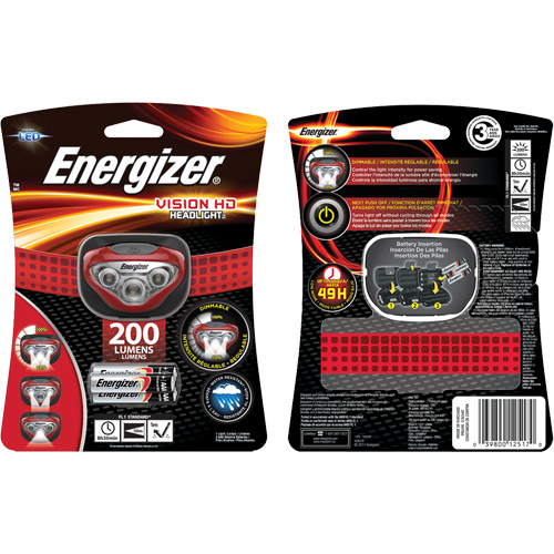 Lampe frontale Vision, DEL, 200 lumens, 8,5 hres de fonctionnement, piles AAA Superchem Industries