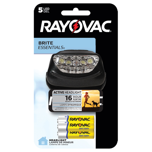Lampe frontale Brite Essentials, DEL, 14 lumens, 16 hres de fonctionnement, piles AAA Superchem Industries