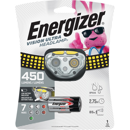 Lampe frontale industrielle Vision Ultra, DEL, 450 lumens, 2 hres de fonctionnement, piles AAA Superchem Industries
