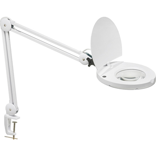 LED Magnifier with A-Bracket, 3 Diopter, LED Light, 47" Arm, C-Clamp, White Superchem Industries
