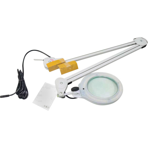 Magnifying Lamp, 3 Diopter, LED Light, 45" Arm, C-Clamp, Grey Superchem Industries