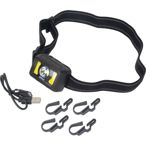 Headlamp, LED, 350 Lumens, 2 Hrs. Run Time, Rechargeable Batteries Superchem Industries