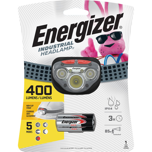 Lampe frontale avec mise au point Vision HD+, DEL, 400 lumens, 3 hres de fonctionnement, piles AAA Superchem Industries