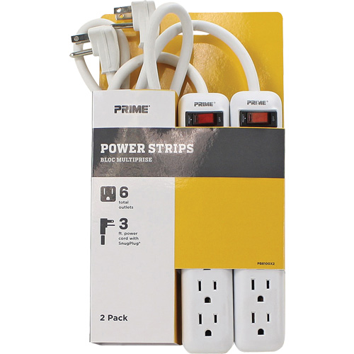 Bloc multiprise paquet de 2, 6 Prise(s), 3', 15 A, 1875 W, 125 V Superchem Industries