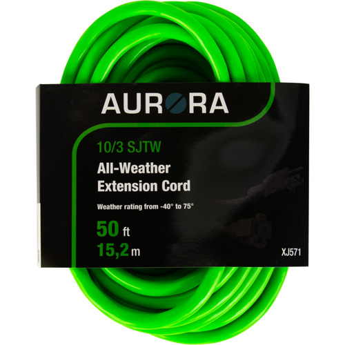 Industrial Extension Cord, All-Weather, SJTW, 10/3 AWG, 15 A, 50' Superchem Industries