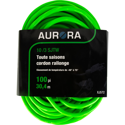 Industrial Extension Cord, All-Weather, SJTW, 10/3 AWG, 15 A, 100' Superchem Industries