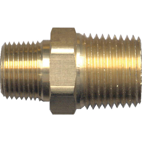 Reducing Hex Nipple, Brass, 1/2" x 3/8", NPT x NPT Superchem Industries