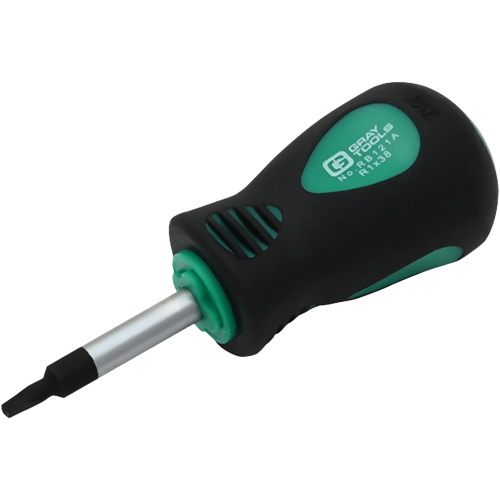 Stubby Square Recess Screwdriver, #1 Tip, Round, 3-1/4" L, Cushion Grip Handle Superchem Industries